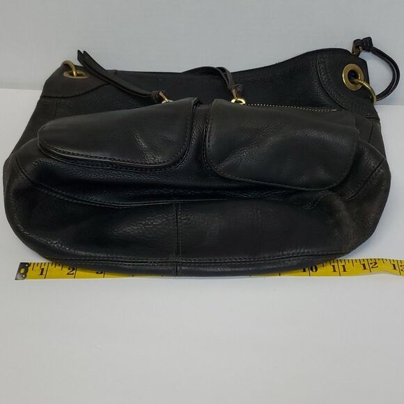 Fossil Dark Brown Pebble Leather Shoulder Bag Top Zip - Picture 2 of 7